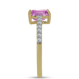 Inel din Argint 925 Placat cu Aur ( 1.87 grame ) cu Fluorit roz și Topaz Alb 1.53 Carate