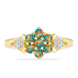 Inel din Argint 925 Placat cu Aur ( 3.35 grame ) cu Turcoaz Oyster și Topaz Alb 1.23 Carate