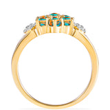 Inel din Argint 925 Placat cu Aur ( 3.35 grame ) cu Turcoaz Oyster și Topaz Alb 1.23 Carate
