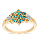 Inel din Argint 925 Placat cu Aur ( 3.35 grame ) cu Turcoaz Oyster și Topaz Alb 1.23 Carate