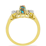 Inel din Argint 925 Placat cu Aur ( 3.86 grame ) cu Turcoaz Oyster și Topaz Alb 1.8 Carate