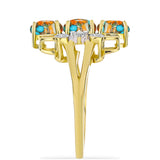 Inel din Argint 925 Placat cu Aur ( 3.86 grame ) cu Turcoaz Oyster și Topaz Alb 1.8 Carate