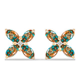 Cercei din Argint 925 Placat cu Aur ( 1.77 grame ) cu Turcoaz Oyster și Topaz Alb 2.38 Carate
