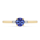 Inel din Aur de 9K ( 0.98 grame ) cu Tanzanit AAA și Zircon Alb Natural 0.55 Carate