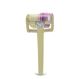 Inel din Argint 925 Placat cu Aur ( 3.19 grame ) cu Fluorit Violet și Topaz Alb 7.22 Carate