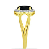Inel din Argint 925 Placat cu Aur ( 3.1 grame ) cu Onix Negru și Topaz Alb 1.68 Carate