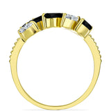 Inel din Argint 925 Placat cu Aur ( 4.02 grame ) cu Onix Negru și Topaz Alb 2.11 Carate