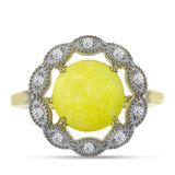 Inel din Argint 925 Placat cu Aur ( 3.53 grame ) cu Serpentin Galben și Topaz Alb 4.21 Carate