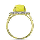 Inel din Argint 925 Placat cu Aur ( 3.53 grame ) cu Serpentin Galben și Topaz Alb 4.21 Carate