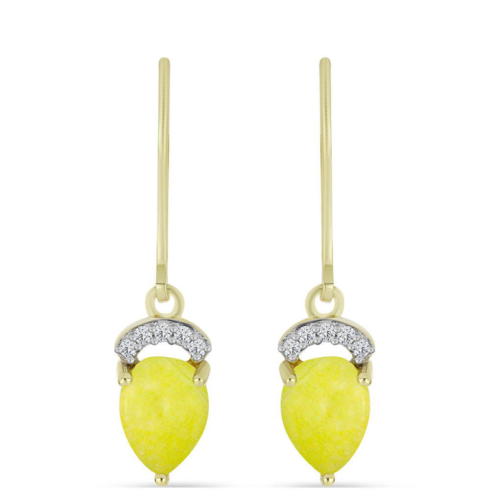 Cercei din Argint 925 Placat cu Aur ( 2.1 grame ) cu Serpentin Galben și Topaz Alb 2.68 Carate