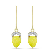 Cercei din Argint 925 Placat cu Aur ( 2.1 grame ) cu Serpentin Galben și Topaz Alb 2.68 Carate