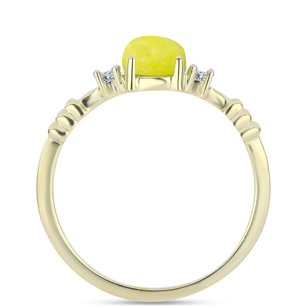 Inel din Argint 925 Placat cu Aur ( 2.06 grame ) cu Serpentin Galben și Topaz Alb 1.42 Carate