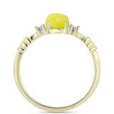 Inel din Argint 925 Placat cu Aur ( 2.06 grame ) cu Serpentin Galben și Topaz Alb 1.42 Carate