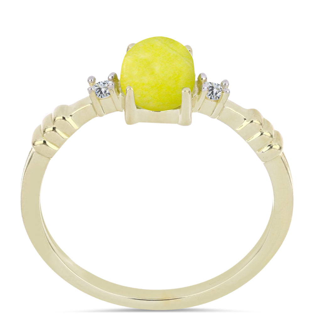 Inel din Argint 925 Placat cu Aur ( 2.06 grame ) cu Serpentin Galben și Topaz Alb 1.42 Carate