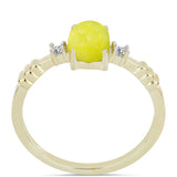 Inel din Argint 925 Placat cu Aur ( 2.06 grame ) cu Serpentin Galben și Topaz Alb 1.42 Carate