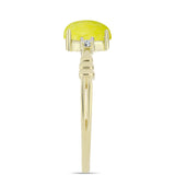 Inel din Argint 925 Placat cu Aur ( 2.06 grame ) cu Serpentin Galben și Topaz Alb 1.42 Carate