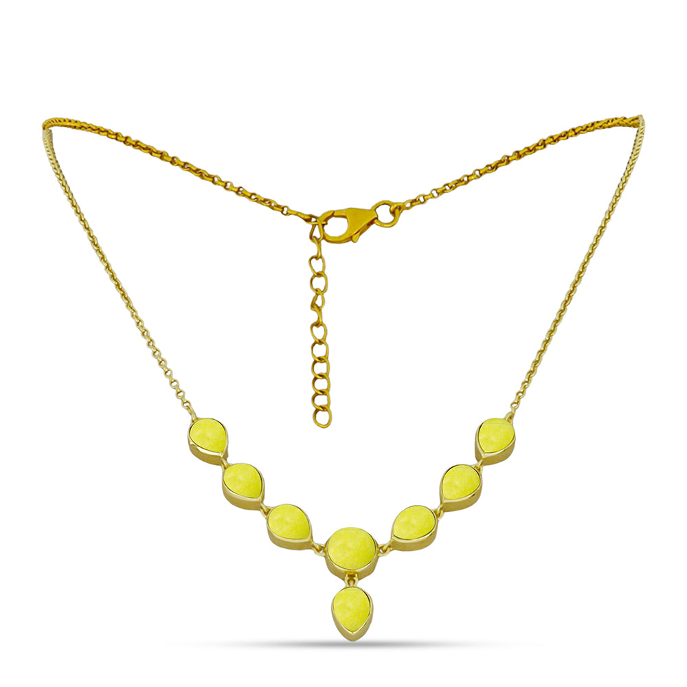 Colier din Argint 925 Placat cu Aur ( 8.12 grame ) cu Serpentin Galben 11.52 Carate