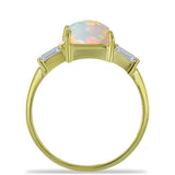 Inel din Argint 925 Placat cu Aur ( 2.33 grame ) cu Opal Welo și Zircon Alb 2.98 Carate