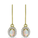 Cercei din Argint 925 Placat cu Aur ( 2.48 grame ) cu Opal Welo și Topaz Alb 1.08 Carate