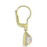 Cercei din Argint 925 Placat cu Aur ( 2.48 grame ) cu Opal Welo și Topaz Alb 1.08 Carate