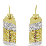 Cercei din Argint 925 Placat cu Aur ( 6.79 grame ) cu Diamant de culoarea Șampaniei și Diamant Alb 0.1 Carate