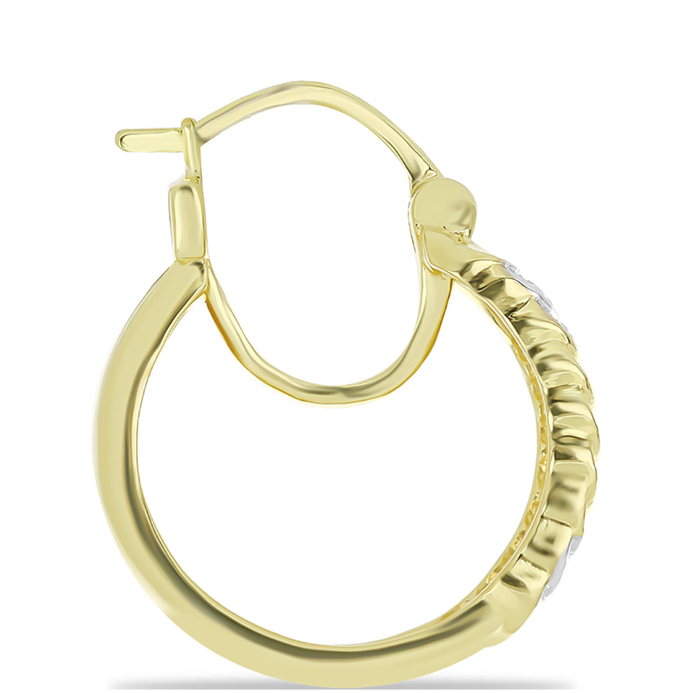 Cercei din Argint 925 Placat cu Aur ( 6.79 grame ) cu Diamant de culoarea Șampaniei și Diamant Alb 0.1 Carate