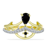 Inel din Argint 925 Placat cu Aur ( 2.91 grame ) cu Onix Negru și Topaz Alb 0.77 Carate