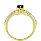 Inel din Argint 925 Placat cu Aur ( 2.91 grame ) cu Onix Negru și Topaz Alb 0.77 Carate