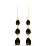 Cercei din Argint 925 Placat cu Aur ( 1.55 grame ) cu Onix Negru 6.75 Carate