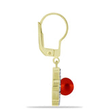 Cercei din Argint 925 Placat cu Aur ( 4.25 grame ) cu Perlă de apă dulce roșie și Topaz Alb 2.6 Carate