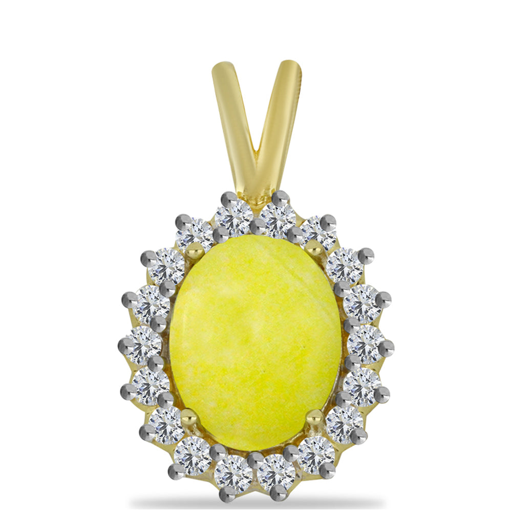 Pandantiv din Argint 925 Placat cu Aur ( 1.94 grame ) cu Serpentin Galben și Topaz Alb 3.46 Carate