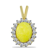 Pandantiv din Argint 925 Placat cu Aur ( 1.94 grame ) cu Serpentin Galben și Topaz Alb 3.46 Carate