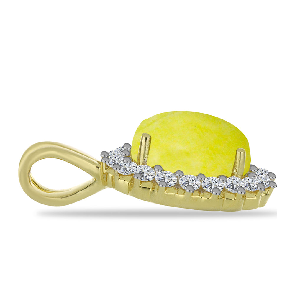 Pandantiv din Argint 925 Placat cu Aur ( 1.94 grame ) cu Serpentin Galben și Topaz Alb 3.46 Carate
