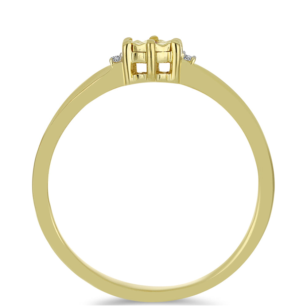 Inel din Argint 925 Placat cu Aur ( 1.73 grame ) cu Diamant de culoarea Șampaniei și Diamant Alb 0.02 Carate