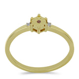 Inel din Argint 925 Placat cu Aur ( 1.73 grame ) cu Diamant de culoarea Șampaniei și Diamant Alb 0.02 Carate