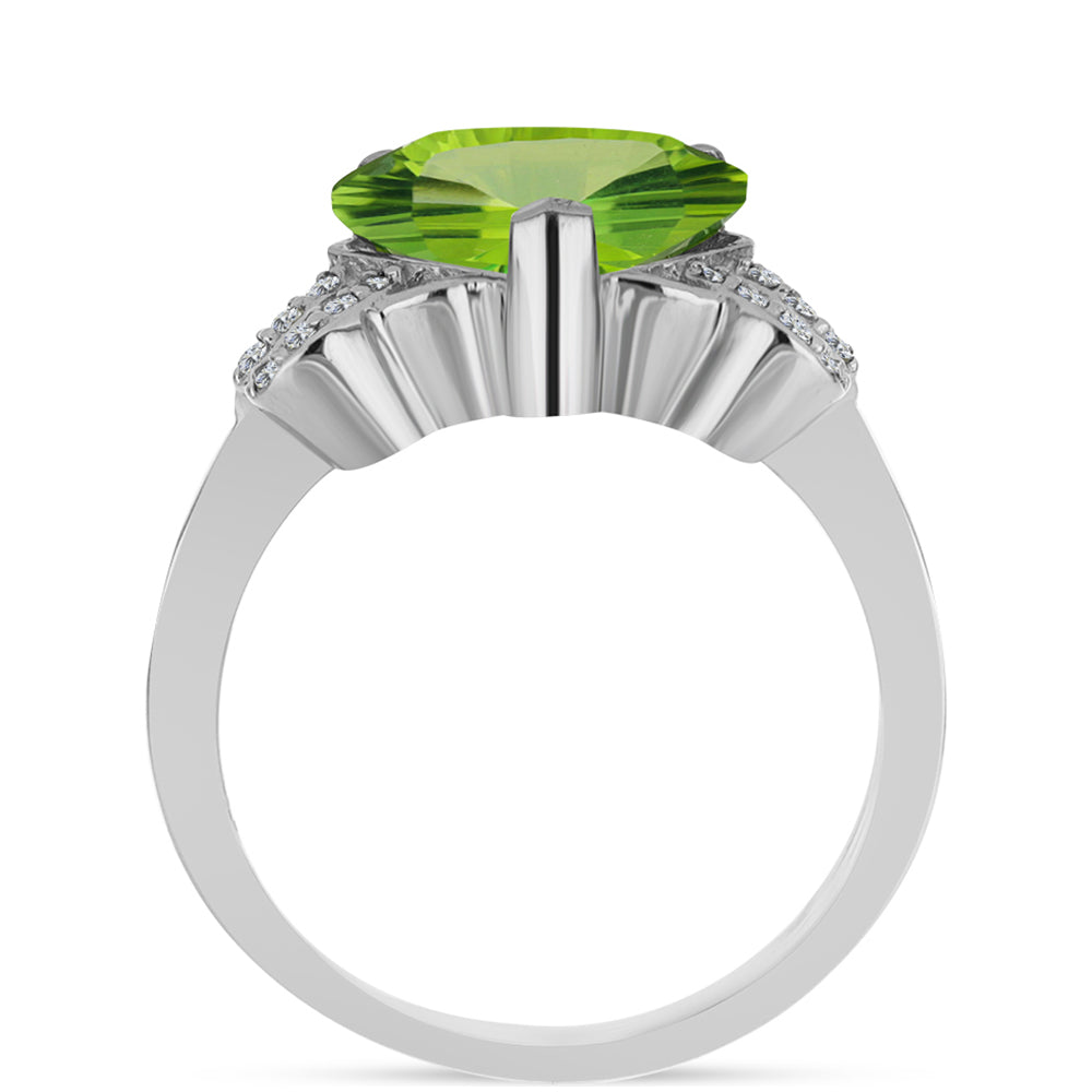Inel din Argint 925 ( 3.5 grame ) cu Cuarț Verde și Topaz Alb 3.17 Carate