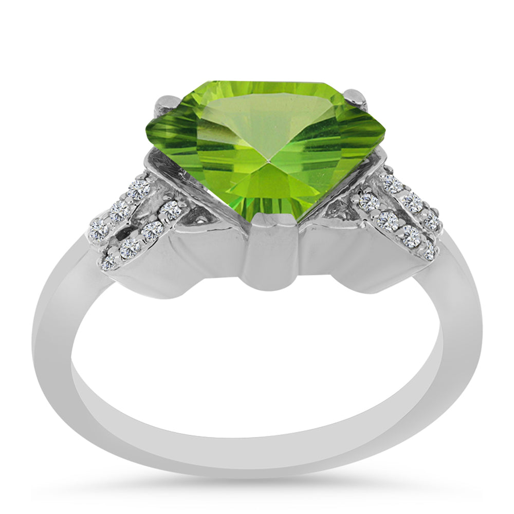Inel din Argint 925 ( 3.5 grame ) cu Cuarț Verde și Topaz Alb 3.17 Carate