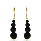 Cercei din Argint 925 Placat cu Aur ( 0.82 grame ) cu Onix Negru 25.03 Carate