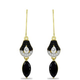 Cercei din Argint 925 Placat cu Aur ( 3.38 grame ) cu Onix Negru și Topaz Alb 3.14 Carate