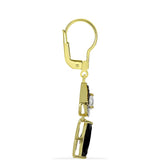 Cercei din Argint 925 Placat cu Aur ( 3.38 grame ) cu Onix Negru și Topaz Alb 3.14 Carate