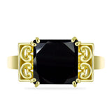 Inel din Argint 925 Placat cu Aur ( 3.8 grame ) cu Onix Negru 5.33 Carate