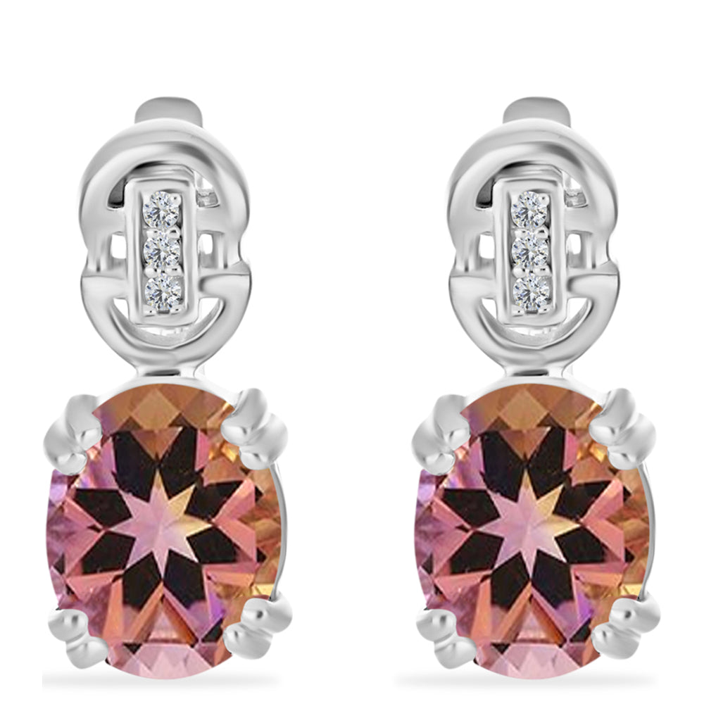 Cercei din Argint 925 ( 4.76 grame ) cu Ametrin Anahi și Topaz Alb 4.65 Carate