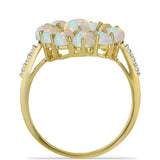Inel din Argint 925 Placat cu Aur ( 4.03 grame ) cu Opal Welo și Topaz Alb 3.48 Carate