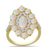 Inel din Argint 925 Placat cu Aur ( 4.03 grame ) cu Opal Welo și Topaz Alb 3.48 Carate
