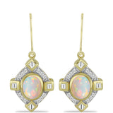 Cercei din Argint 925 Placat cu Aur ( 5.8 grame ) cu Opal Welo și Topaz Alb 2.42 Carate