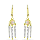 Cercei din Argint 925 Placat cu Aur ( 5.26 grame ) cu Opal Welo și Topaz Alb 1.62 Carate