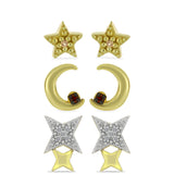 Set din Argint 925 Placat cu Aur ( 3.13 grame ) cu Diamant de culoarea Șampaniei și Diamant Alb 0.09 Carate ( Cercei )