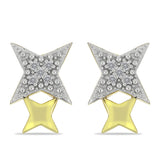 Set din Argint 925 Placat cu Aur ( 3.13 grame ) cu Diamant de culoarea Șampaniei și Diamant Alb 0.09 Carate ( Cercei )