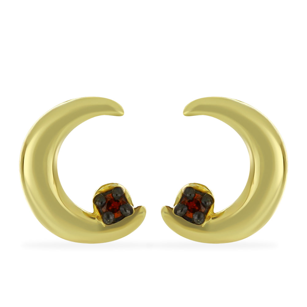 Set din Argint 925 Placat cu Aur ( 3.13 grame ) cu Diamant de culoarea Șampaniei și Diamant Alb 0.09 Carate ( Cercei )