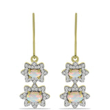 Cercei din Argint 925 Placat cu Aur ( 4.21 grame ) cu Opal Welo și Topaz Alb 1.79 Carate